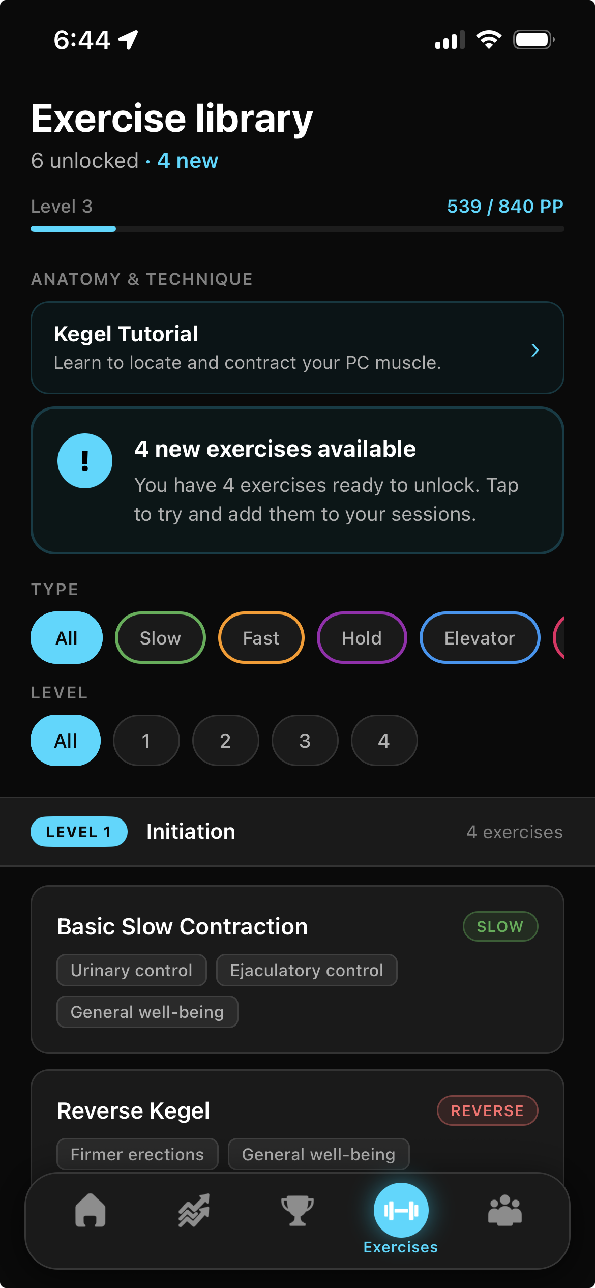 PrimeFlow Core - Library of 19 male Kegel exercises