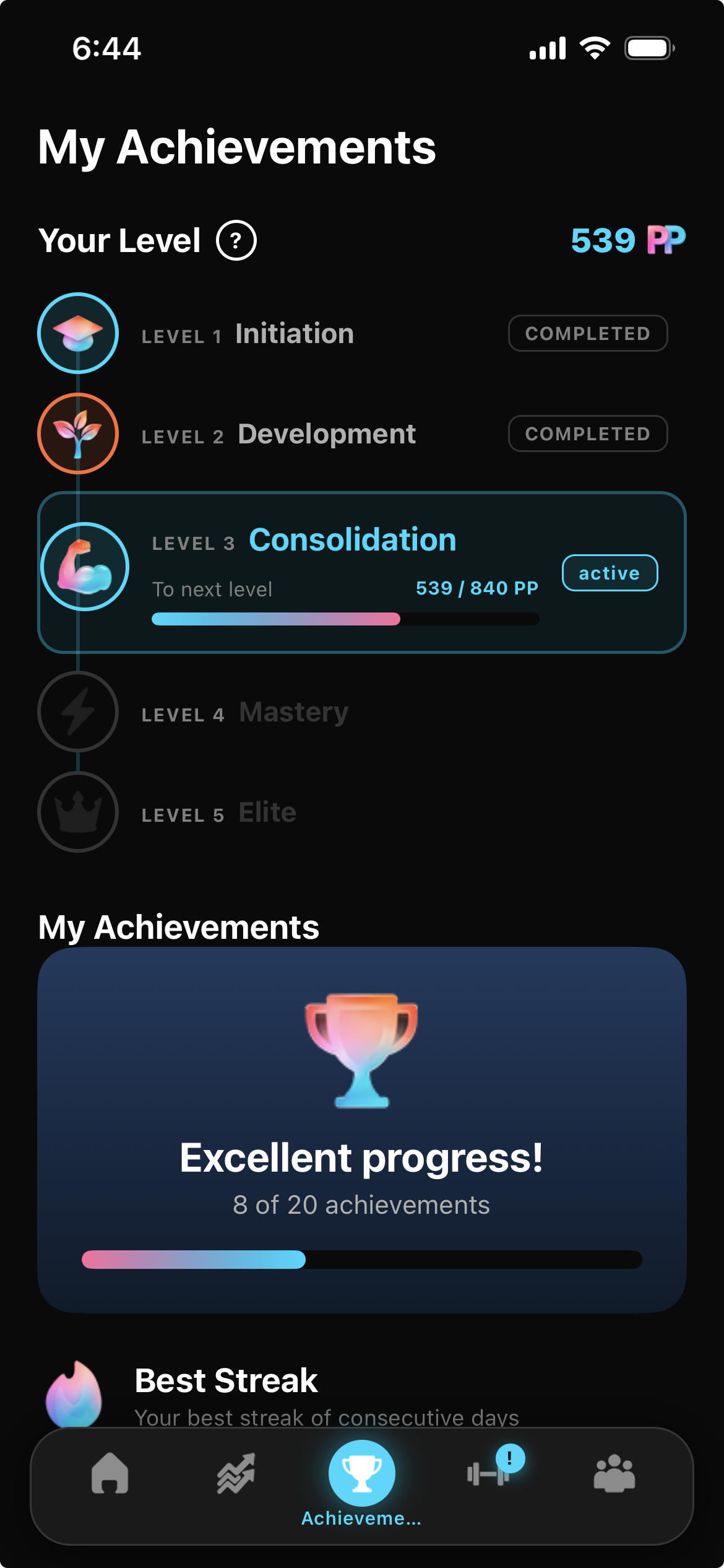 PrimeFlow Core - 20 unlockable pelvic floor achievements