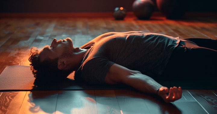 Homme pratiquant des exercices de relachement du plancher pelvien — kegel inverse